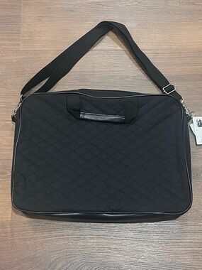 New Buxton black quilted laptop bag tote 15.6 size water repellent NWT